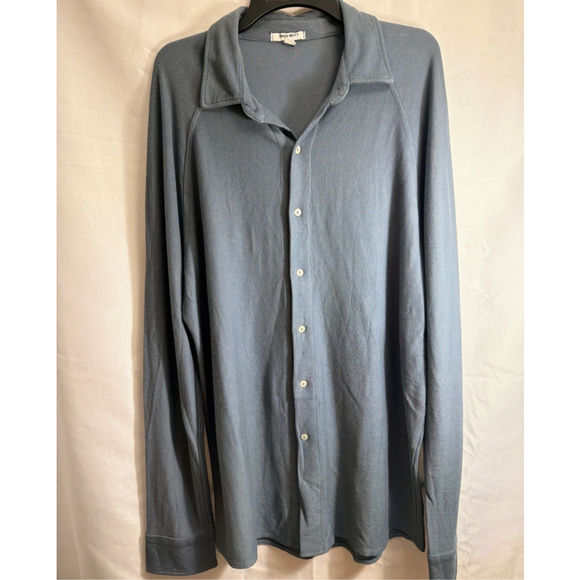 SHON MOTT Other - Men's SHON MOTT Blue Casual Button Down Knit Shirt Quiet Luxury Minimalist Med.